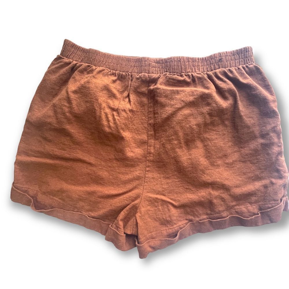Forever 21 Rust Brown Linen Blend Cuffed Shorts‎